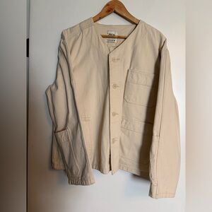 ZARA Women’s Beige Button-Front Utility Shirt Jacket